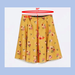 🌟ZARA Mustard Floral A-Line Flare Skirt🌟